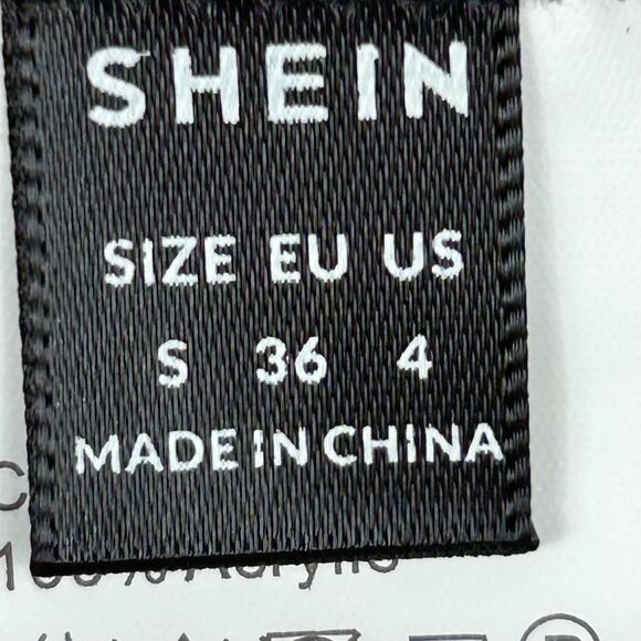 SHEIN Sweater Womens 4 Tan Pullover Crew Neck Knit Openwork Sleeve Acrylic - Picture 5 of 9